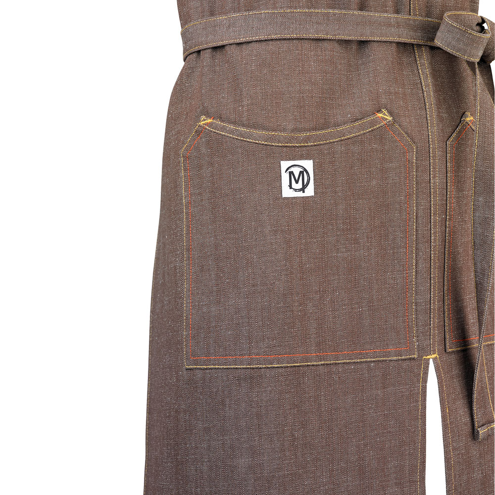 Zephyr Bib Apron Brown Denim Mercer Metro Edge