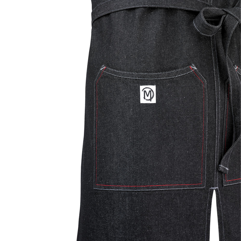 Zephyr Bib Apron Black Denim Mercer Metro Edge