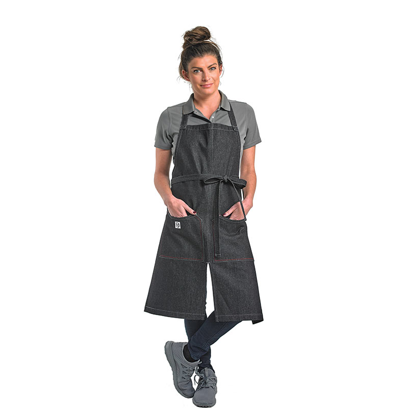 Zephyr Bib Apron Black Denim Mercer Metro Edge