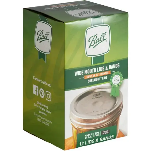 [04791] Canning Lids With Bands Wide Mouth Ball 12 Pack 86mm Silver