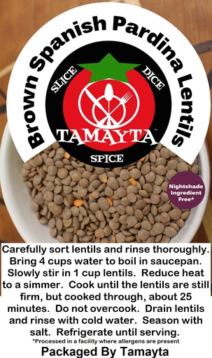 [04941] Brown Lentils, Spanish Pardina 1 Lb Bag