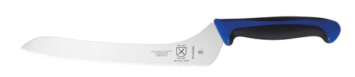 [00676] Bread Knife 9" Wavy Edge Offset Blue