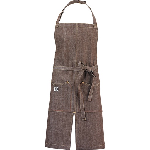 [02618] Zephyr Bib Apron Brown Denim Mercer Metro Edge