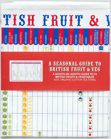 [00705] A Seasonal Guide To British Fruit & Veg Tea Towel