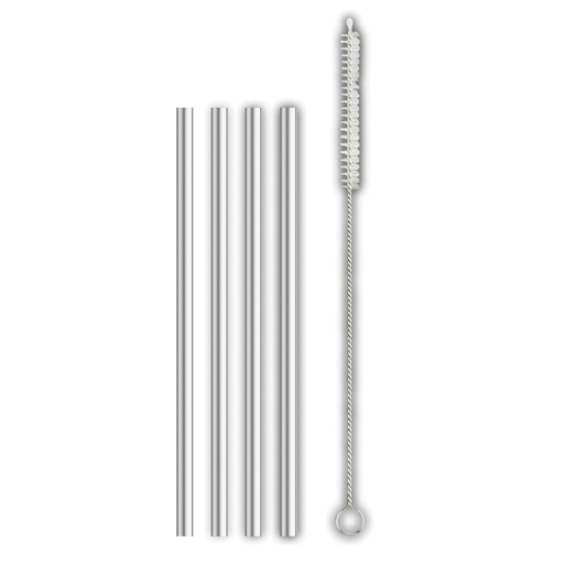 [01824] Cocktail Straws Reusable Stainless Steel 6" 4 Pack