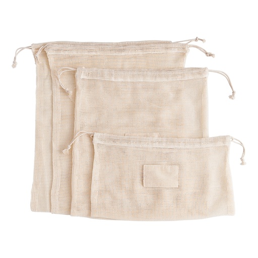 [02197] Organic Cotton Produce Bags 4 Piece